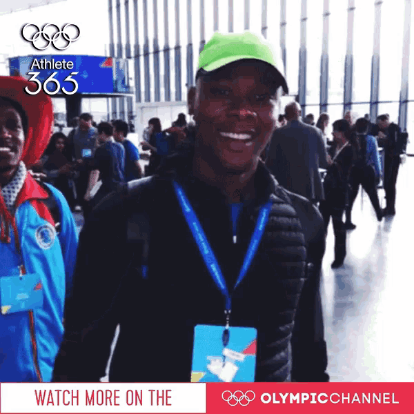 an ad for the olympic channel shows a man wearing a lanyard