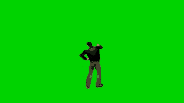a man is dancing on a green screen .