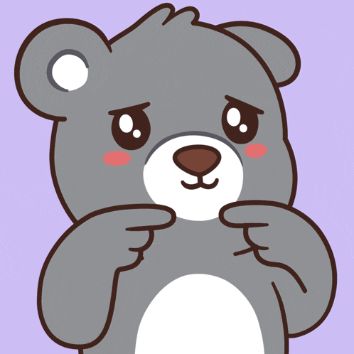 a cartoon drawing of a teddy bear with a sad face