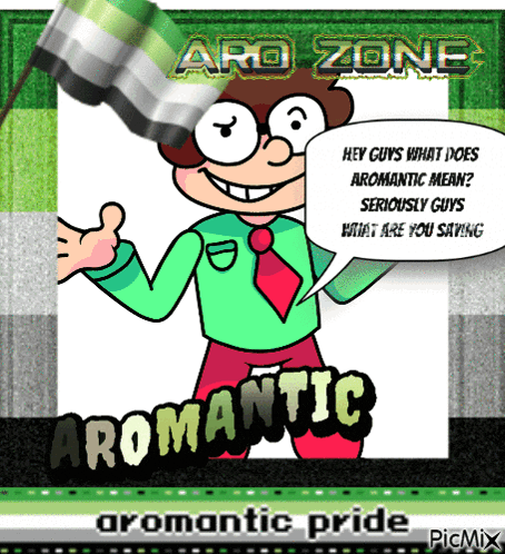 an aro zone poster with a cartoon character and a flag