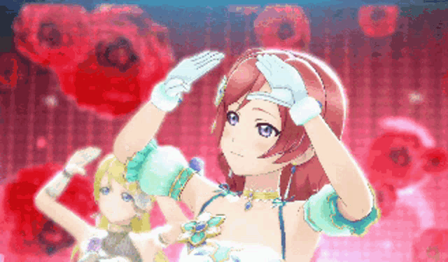 a pixelated image of a girl with red hair and blue eyes