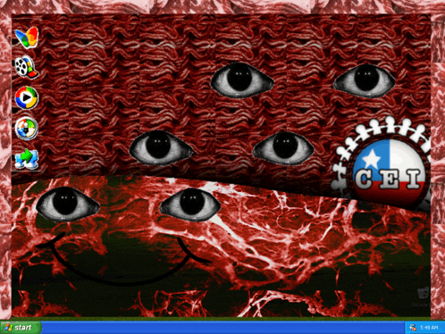 a screenshot of a computer screen with a smiley face and a cei logo