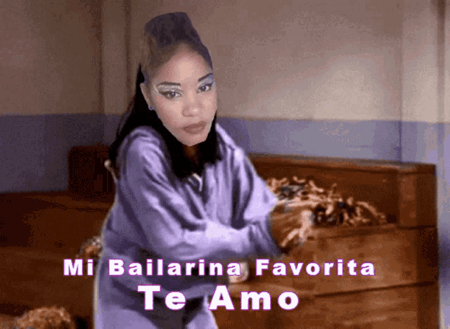 a cartoon of a woman with the words " mi bailarina favorita te amo " above her
