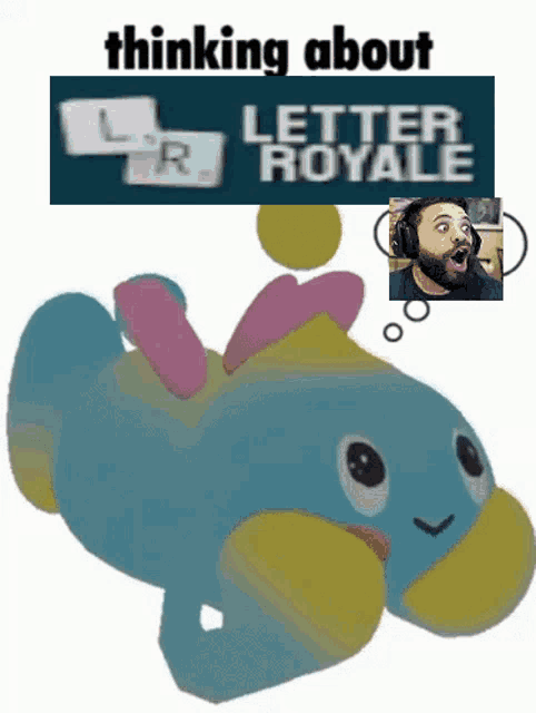 a cartoon fish is thinking about the letter royale