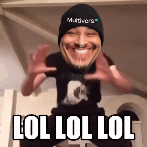 a man wearing a hat that says multivers