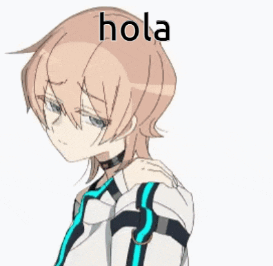 a drawing of a girl with a choker on her neck and the word hola written on it .