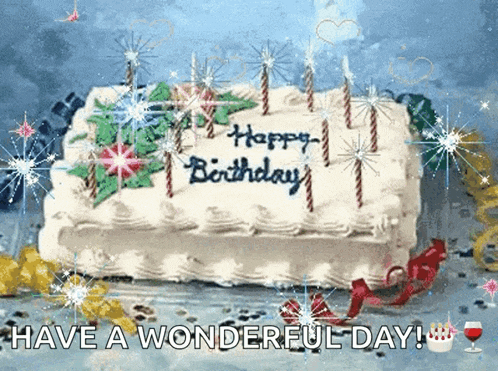 a birthday cake with candles and the words happy birthday
