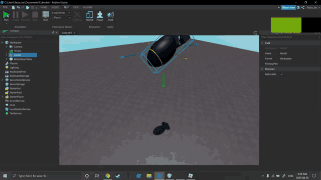 a computer screen shows a model of a bomb being created