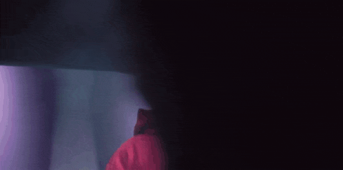 a person wearing a red jacket with a hood
