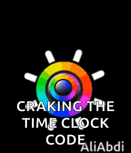 a rainbow colored clock with the words craking the time clock code