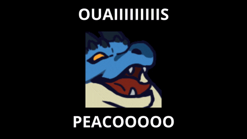a black background with a blue dragon and the words peacoooo