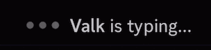 a black background with white dots and the words valk is typing