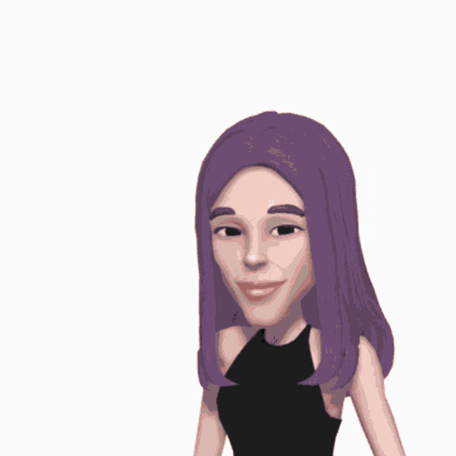 a woman with purple hair and a pink ok balloon above her head