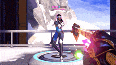 a screenshot of a video game shows a woman holding a gun and the word sniper on the bottom left