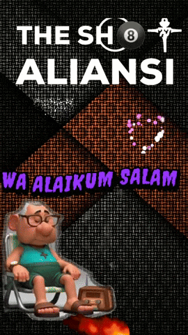 a cartoon character sits in a chair with the words the shot aliansi wa alaikum salam on the bottom
