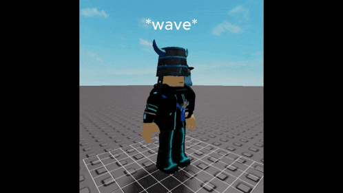 a cartoon character with the word wave on the top of his head