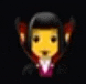 a blurred image of a cartoon character dressed as a vampire with red wings .