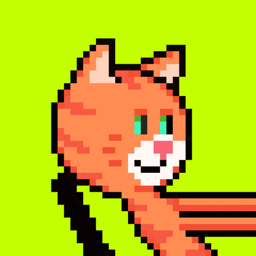 a pixel art of a cat with chinese writing on the bottom