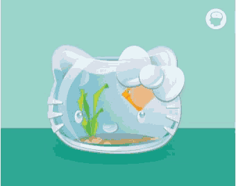 a hello kitty aquarium with a fish inside