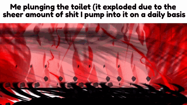 a meme about plunging a toilet that exploded