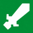 a white sword is sitting on top of a green surface .