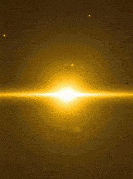 a bright yellow light is shining on a dark brown background