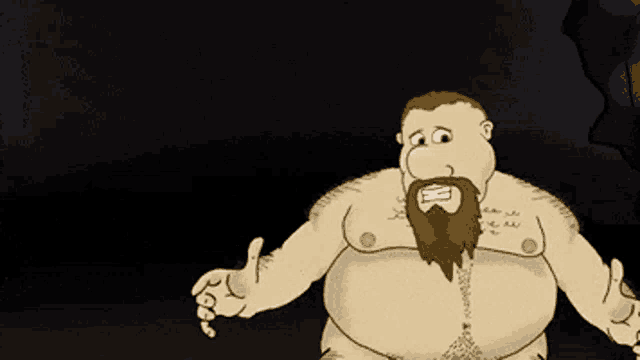 a cartoon of a man with a beard without a shirt on