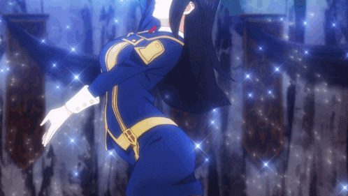 a woman in a blue and gold suit is dancing