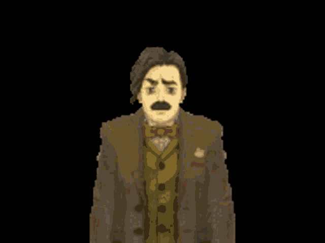 a pixel art drawing of a man in a suit and bow tie