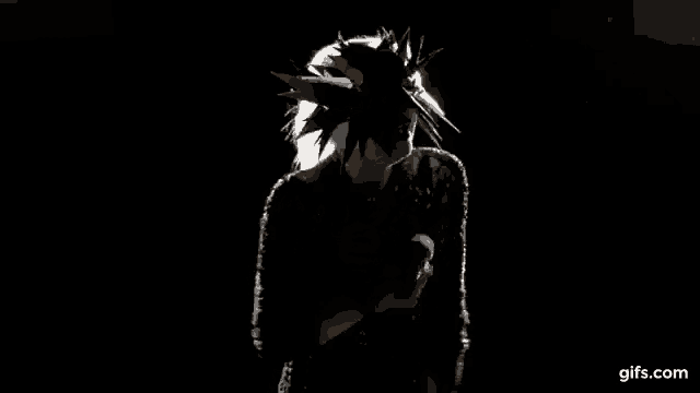 a black and white drawing of a person in a dark room .