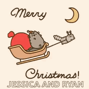 a cat is riding in a sleigh pulled by a squirrel .