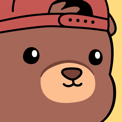 a cartoon of a teddy bear wearing a red hat with the number 8 on it