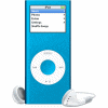 a black ipod with white earbuds attached to it