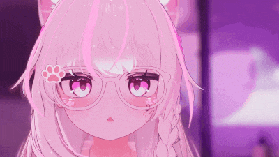 a close up of a cute anime girl wearing glasses and ears .