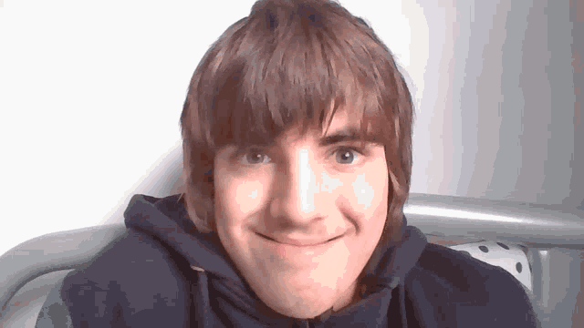 a young man with a hoodie on makes a funny face