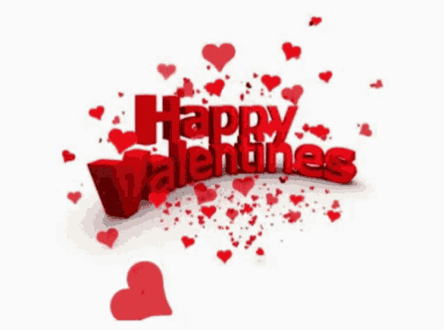a happy valentine 's day greeting with red hearts