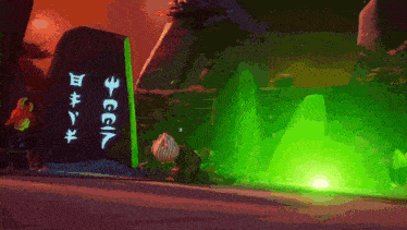 a cartoon scene with a green light and a sign that says ' ecg ' on it