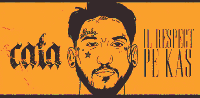 a drawing of a man with a tattoo on his face and the words " ii respect pe kas "