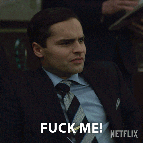 a man in a suit and tie says fuck me on a netflix ad