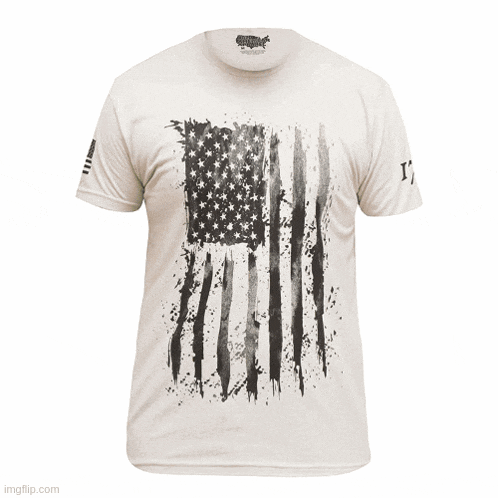 a t-shirt with an american flag on the front