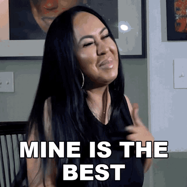 a woman with long black hair says mine is the best