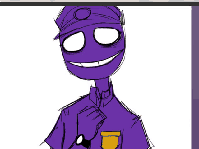 a drawing of a purple police officer with a flashlight