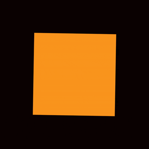 an orange square with a black border is on a black background