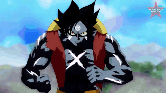 a drawing of a cartoon character with the word mastar media in the background