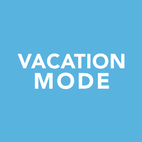 a blue background with the word vacation mode in white letters