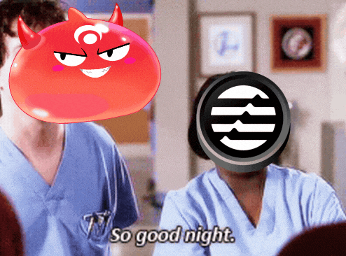 a nurse says so good night next to a red devil