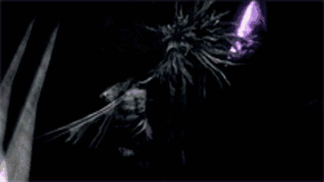 a ghost is walking down a dark street in a dark room