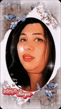 a portrait of a woman with the name admin raya on the bottom