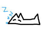 a drawing of a cat sleeping with the letter n coming out of it 's mouth
