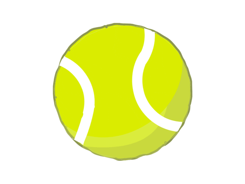 a yellow tennis ball with a white stripe on the bottom